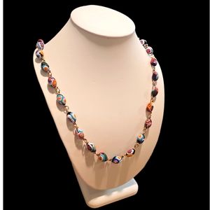 Vintage Venetian Murano Millefiori MURRINA Art Glass Beads Necklace 26" .